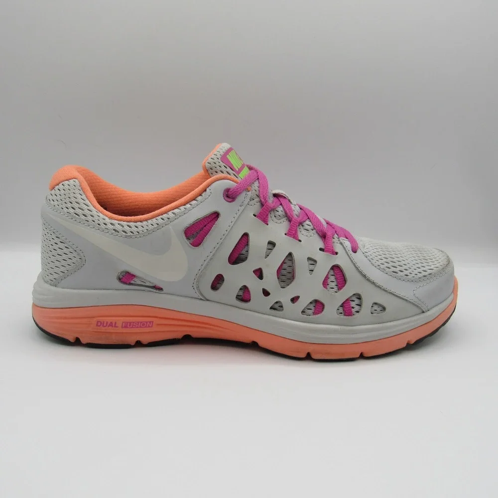 Nike Dual Fusion ST 2 Running Shoes Womens 9.5 Grey Pink Peach  599564-003